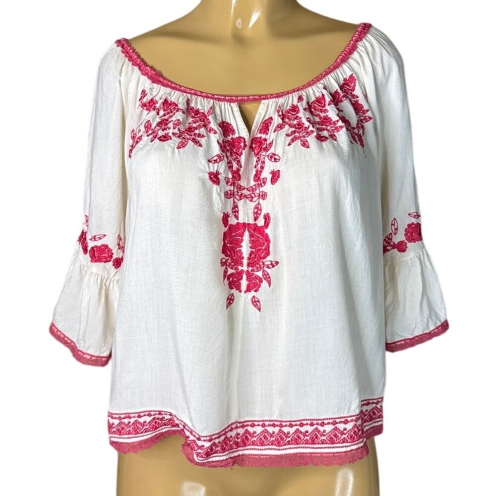 Love Sam Floral Embroidered Off The Shoulder Top Ivory Size Small